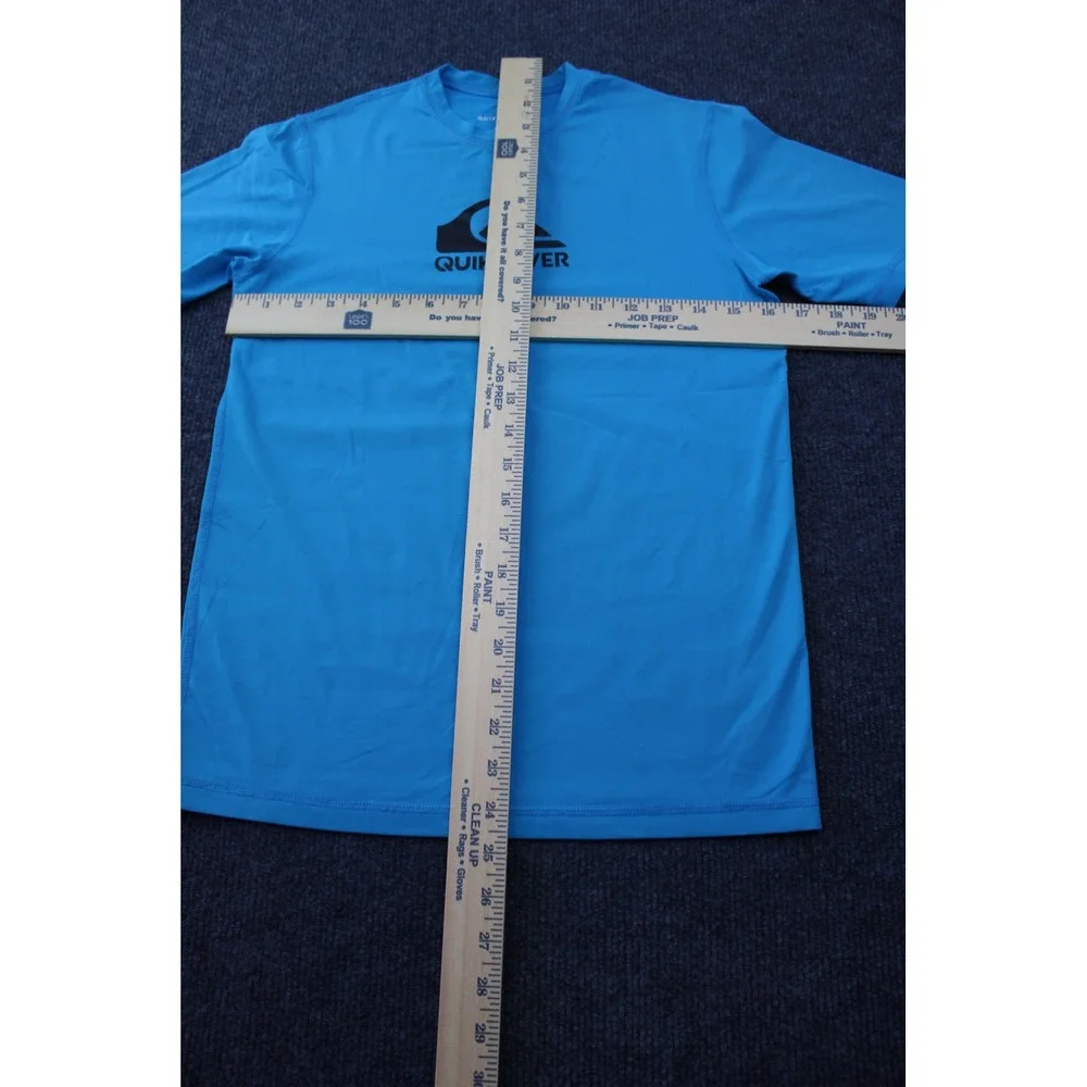 Quiksilver Boys Cyan Blue Short Sleeve Rash Guard Swim Shirt Size 12 M Logo